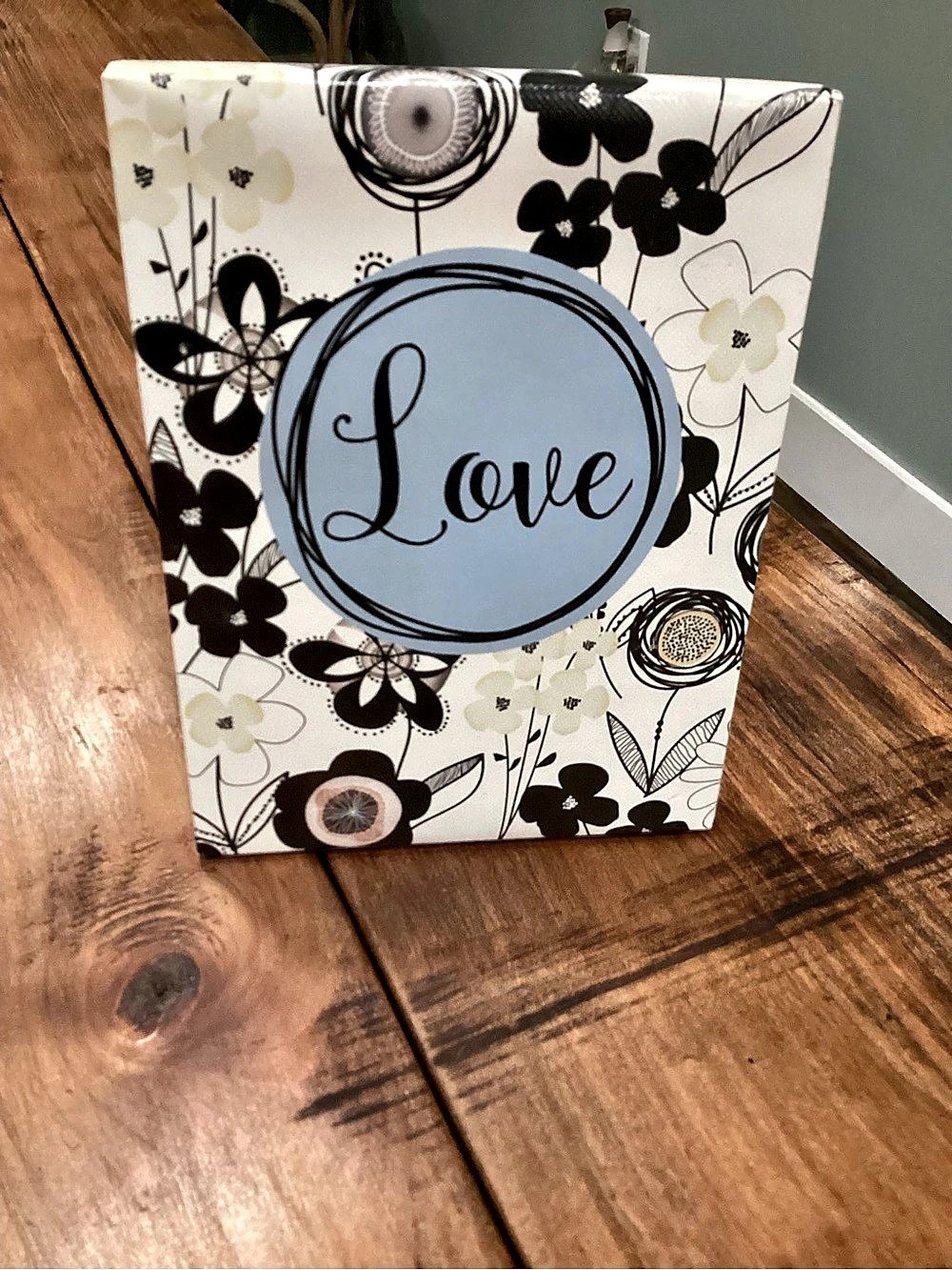 Decorative Wall Art Accent, Floral Decor in White & Black